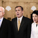 Shocked lawmakers after witnessing the apparition of the bill sign itself into law.